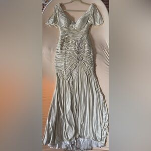 Elegant Cream Ruched Wedding Gown